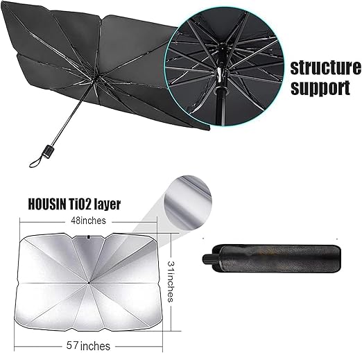 مظلة الزجاج الأمامي للسيارة من PADOM – واقي شمس قابل للطي